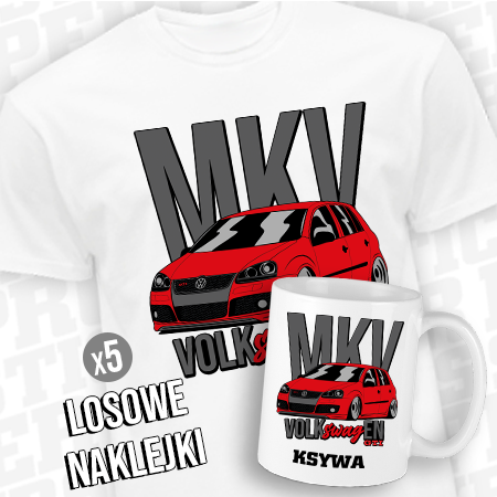 ZESTAW VW GOLF 5 - Koszulka + Kubek + naklejki